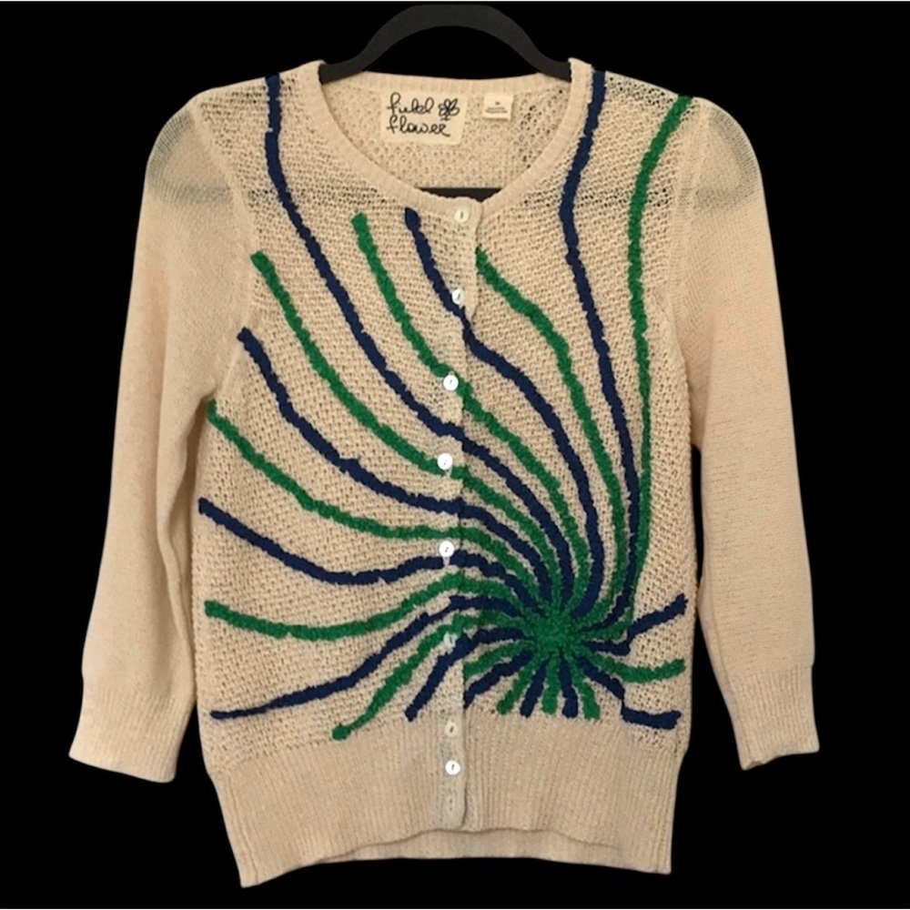 Anthropologie Field Flower Starburst Swirl pattern cardigan